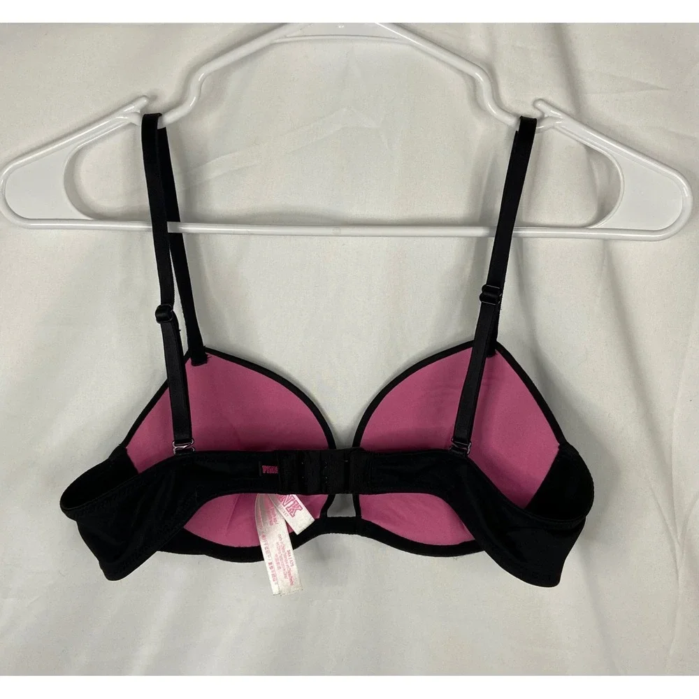 Victoria's Secret PINK Wear Everywhere Super Push Up Bra Black 34A Underwire - Picture 13 of 16
